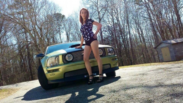 Karli Perry with a Mustang GT for ShockerRacingGirls