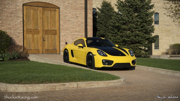 Racing Yellow Porsche Cayman 981 with O.Z. Leggera Wheels