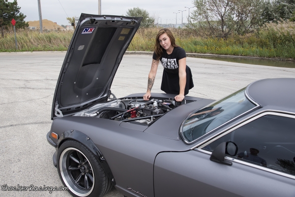 Chloe Harris with David's 383 SBC Swapped 1976 Datsun 280Z